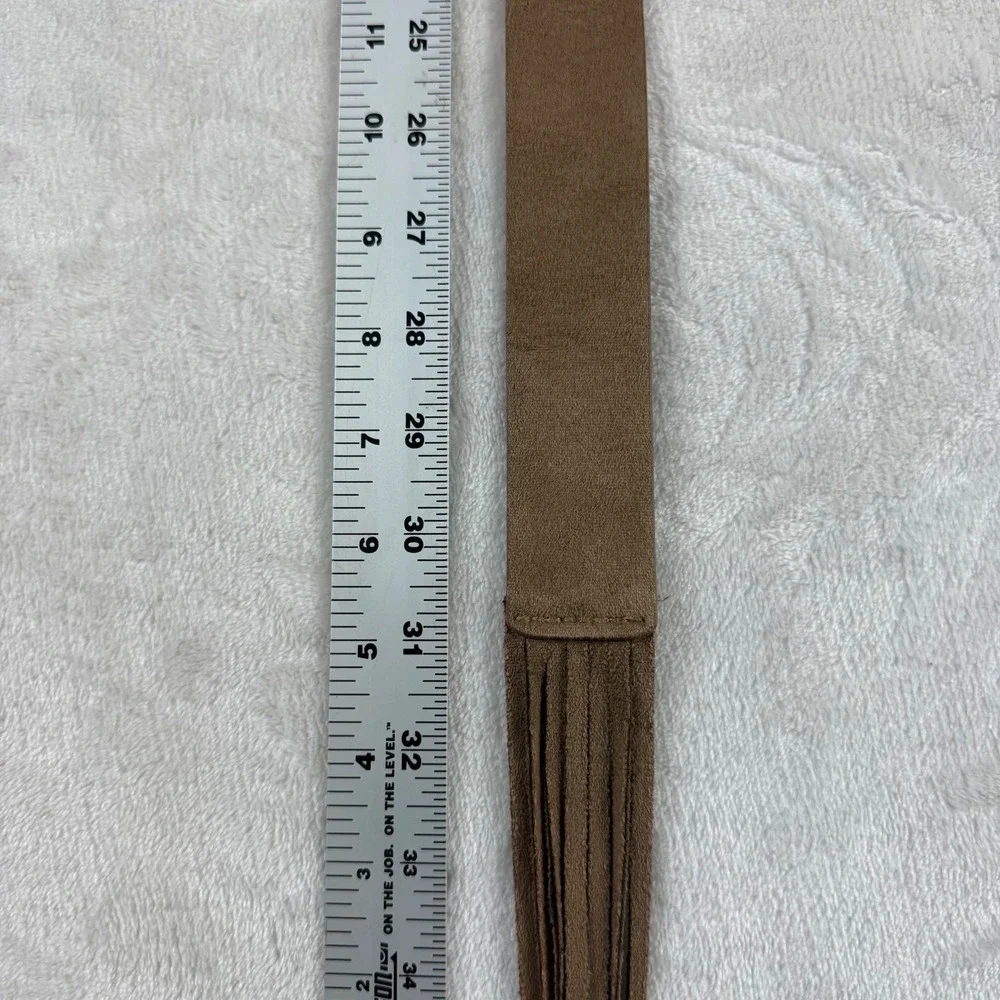 Faux Suede Fringe Belt Womens OS Brown Double Ring Boho Western Rustic Unbranded